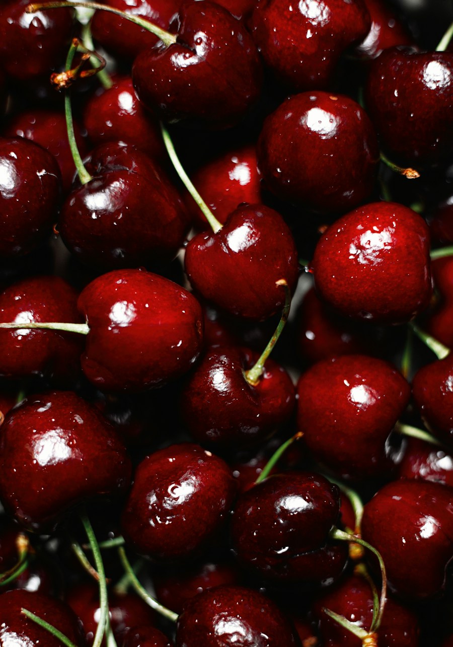 Red cherry fruit close up